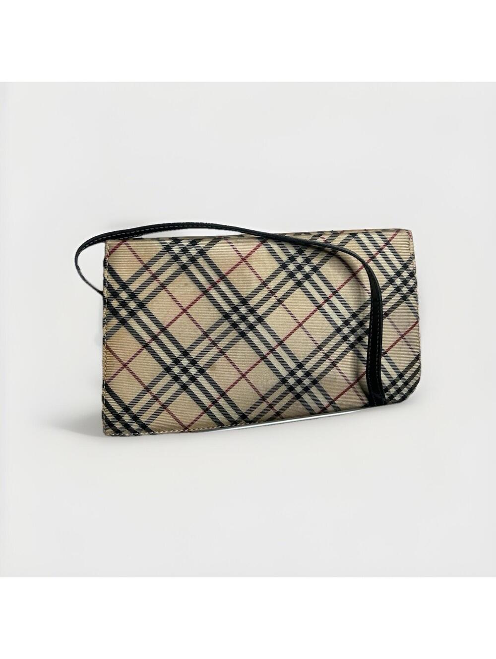Burberry Nova Check Canvas Leather Beige Purse Shoulder Bag Authentic